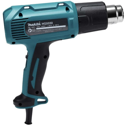 Suflanta / pistol cu aer cald, Makita, 1600 W, 2 trepte, cu valiza si 4 duze, pentru uscarea, indepartarea lacurilor vechi, aplicarea adezivilor, 0.56 kg, 230 V, cablu 2m, 350 - 500 grade Celsius
