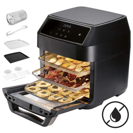 Friteuza cu aer cald NETERRA, 9 in 1, air fryer multifunctional gatit rapid, sanatos, aer fierbinte, 1800 W, 12 l, carne, legumelor, pizza, snackuri si deserturi, 9 functii gatire, 36 x 33 x 35 cm
