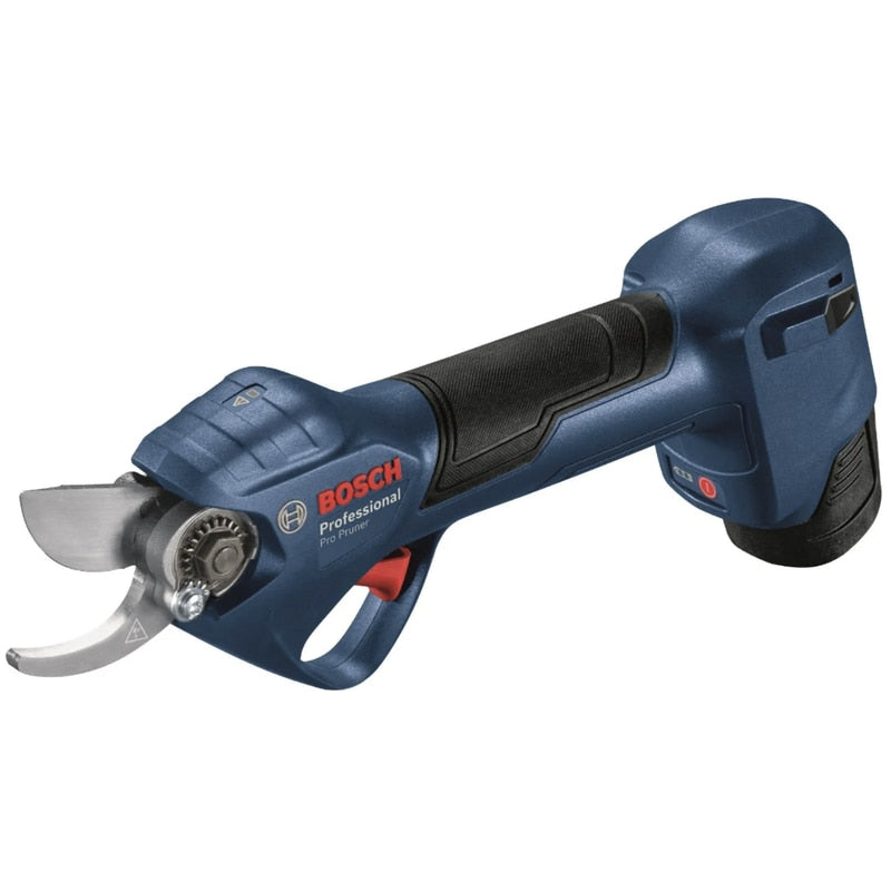 Foarfeca de gradina, pentru taiat crengi pomi fructiferi, vie, Bosch Professional, lama otel, motor fara perii, cu 2 acumulatori 3 Ah, incarcator, 25 mm grosime crengi maxima, 30.2 x 5.5 x 9.9 cm