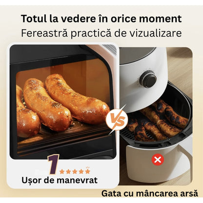 Friteuza cu aer cald NETERRA, 9 in 1, air fryer multifunctional gatit rapid, sanatos, aer fierbinte, 1800 W, 12 l, carne, legumelor, pizza, snackuri si deserturi, 9 functii gatire, 36 x 33 x 35 cm