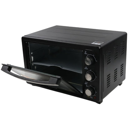 Cuptor electric Albatros, 28 litri, 1500 W, 4 programe, timer, functie Stay On, geam dublu, negru, model compact, 230 grade max, 6.2 kg, 230V, 31 x 48.5 x 37.5 cm, include gratar inox, tava