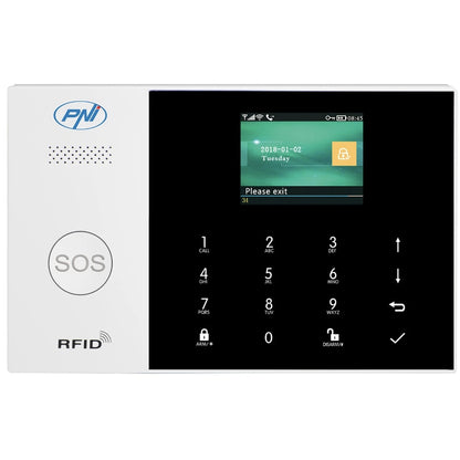 Sistem alarma wireless PNI, control Tuya, actiune 100 metri, detectie de miscare, de la -26 la +60 grade, 230V, alb si negru, IP20