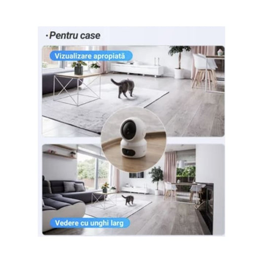 Camera de supraveghere smart EZVIZ, Dual Lens, 4MP, 2K, alb, interior, 360 grade, WIFi, detectare miscare, aplicatie telefon