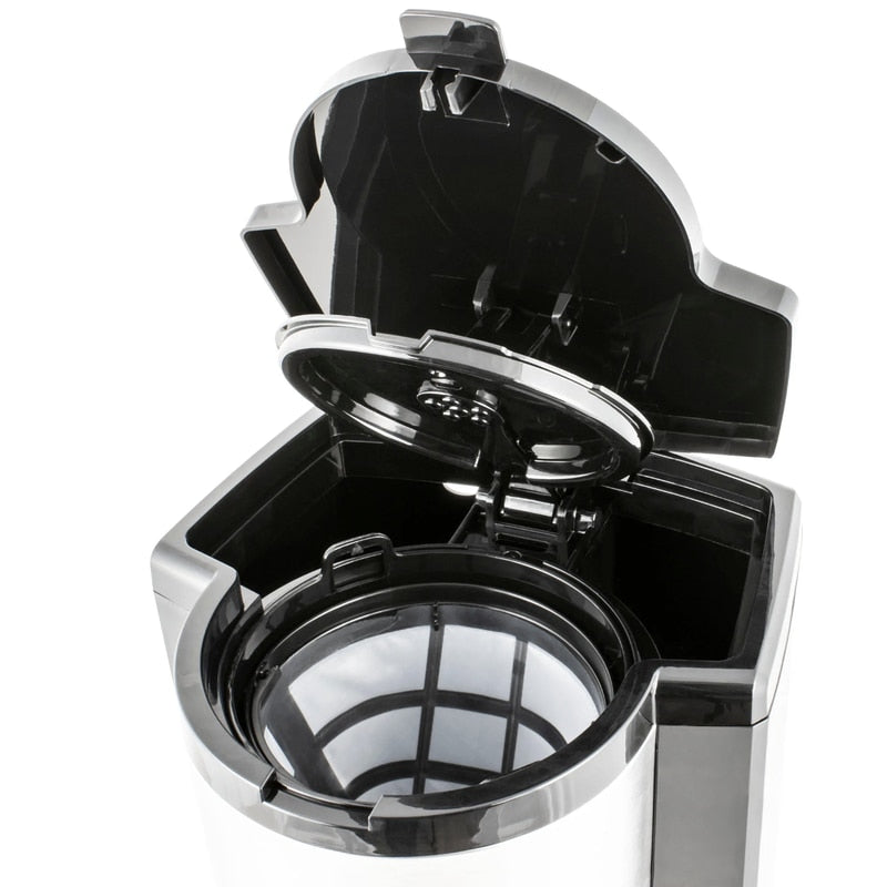 Cafetiera Zass, 1000 W, 1500 ml, capacitate 12 cesti, functie antipicurare, functie de mentinere la cald, oprire automata, programare intarziata, negru + argintiu, cablu 0.8 m, 2.57 kg, 230 V