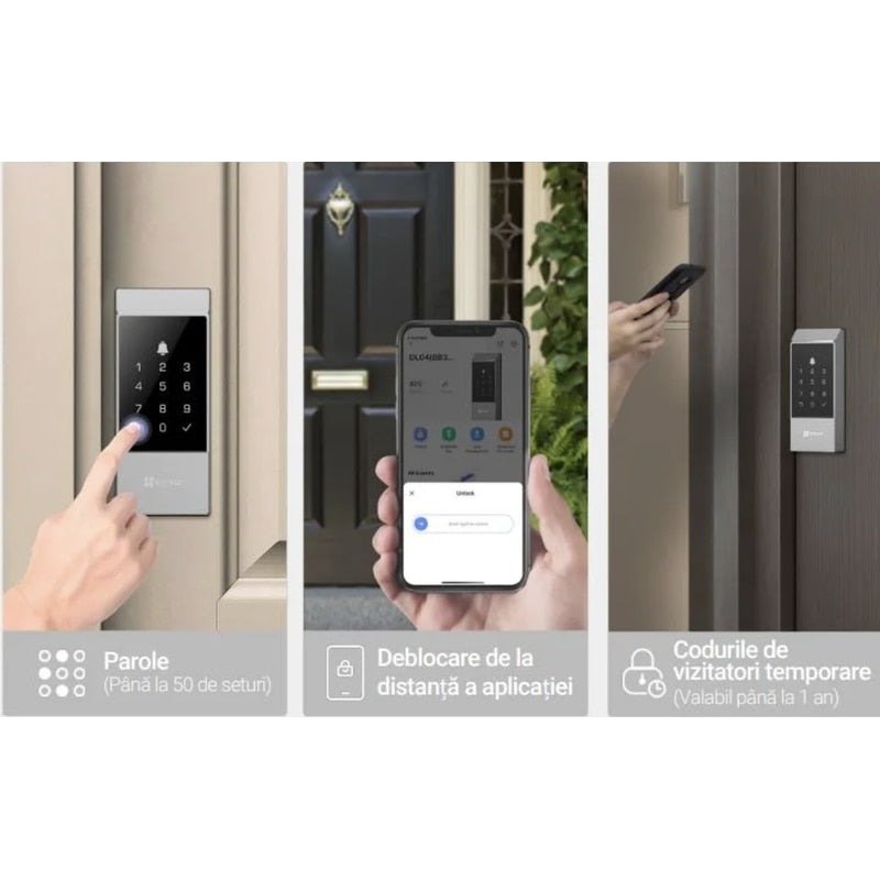 Incuietoare inteligenta EZVIZ, Wi-Fi, tastatura multifunctionala, verificare status deschidere, IP65, -25 pana la +55 grade, Umiditate de operare 95%, aplicatie Sisteme compatibile Android, iOS