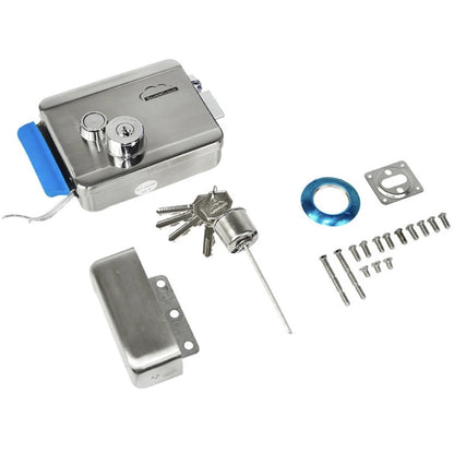 Yala electromagnetica SilverCloud, butuc dublu, aplicat, alama si nichel satinat, 12V, dimensiuni 12.5x9.8x3.9cm