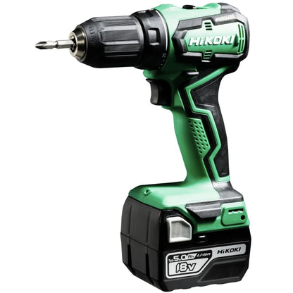 Masina de gaurit si insurubat, cu valiza si 2 acumulatori inclusi, profesional, 18V, 5 Ah, Hikoki, 1700 rpm, mandrina rapida, motor fara perii, 13 mm deschidere mandarina, cuplu 55Nm max, 1.4 kg