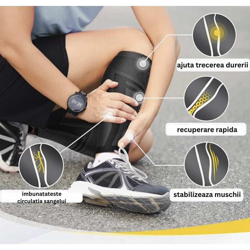 Manson compresiv pentru gamba, sustine musculatura, reduce oboseala, accelereaza recuperarea, din elastic, pentru alergare, fitness, ciclism, recuperare medicala, calatorii, NETERRA