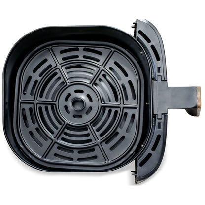 Friteuza cu aer cald, airfryer, Zass, 1450W, 5 litri, 8 programe, oprire automata, digital, vas antiaderent, termostat reglabil, maner termoizolant, negru si auriu, 3.8kg, cablu 0.6m, 27 x 31 x 33 cm