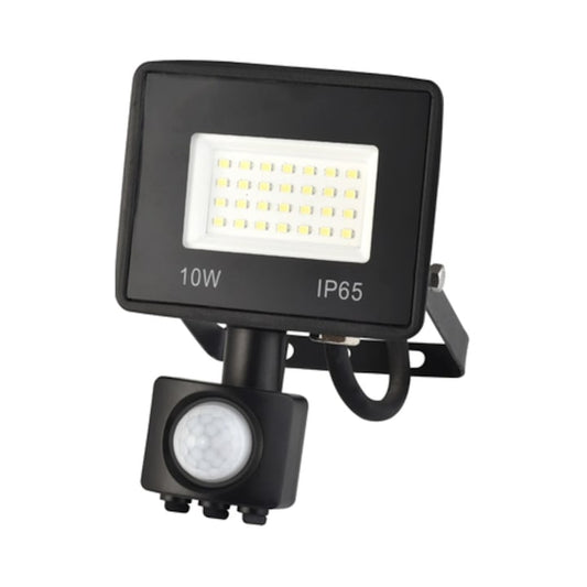 Proiector LED cu senzor de miscare Hoff, 10 W, 1300 lm, lumina rece, IP65, 6500K, 220V, 20.000 ore autonomie, distanta lumina pana la 15 metri