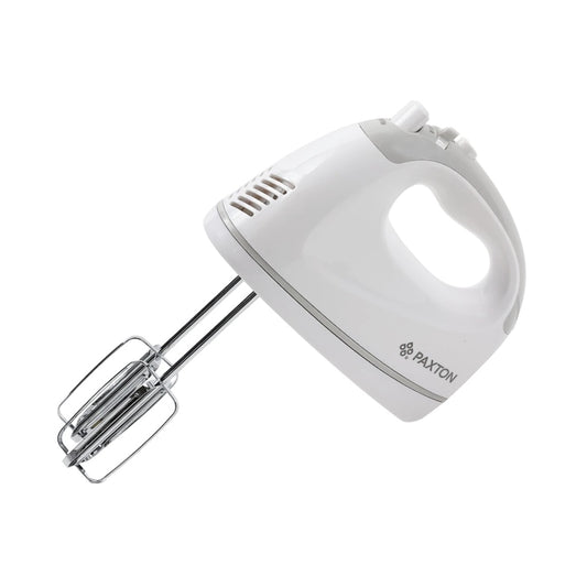 Mixer de mana, Paxton, 300 W, 5 viteze, functie Turbo, carlig framantare, paleta amestecare, buton de ejectare accesorii, alb cu gri, 1.16 kg, 82 db, 7.7 x 18.2 x 15.1 cm, 230V, 0.8 m, plastic metal