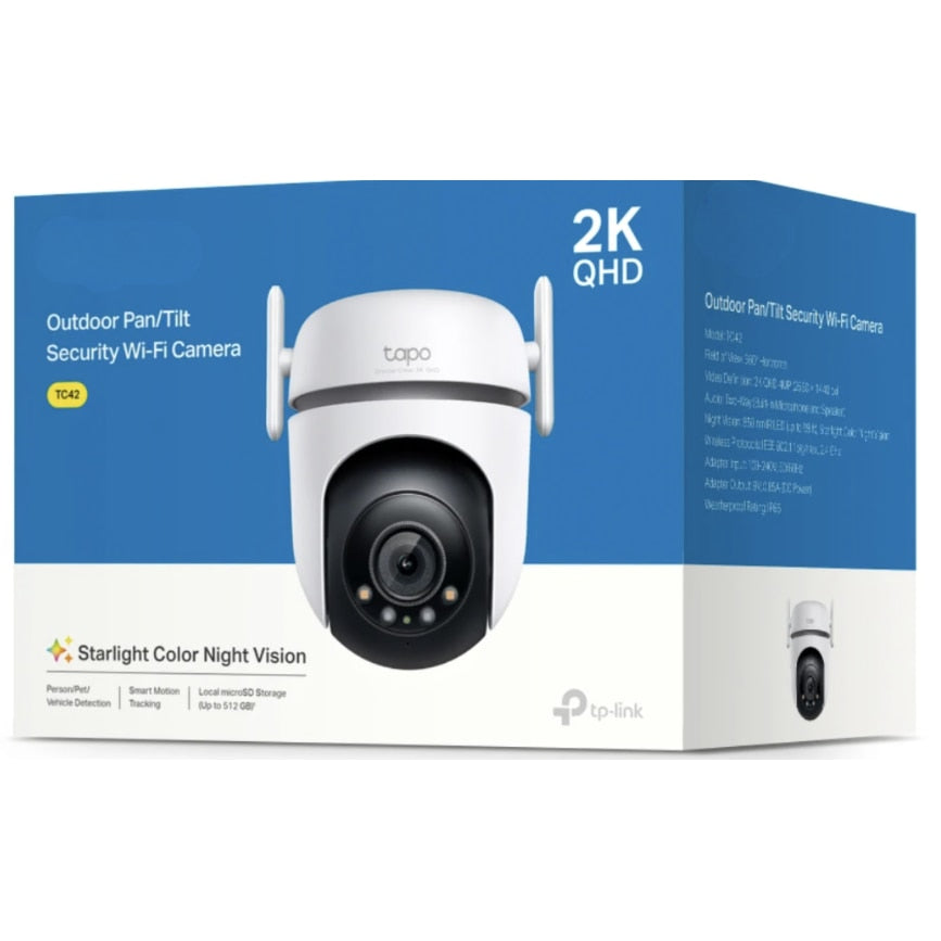 Camera de supraveghere smart, inteligenta, 4MP, 2K, microfon, difuzor, alb, exterior, 2560 × 1440, unghi 340°, microSD 512gb Max, 220V