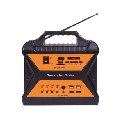 Sistem fotovoltaic 12V, 7Ah, 10W, 4 becuri LED de 3W, SD, UBS, functie Bluetooth, radio FM si AM, 4 porturi de USB