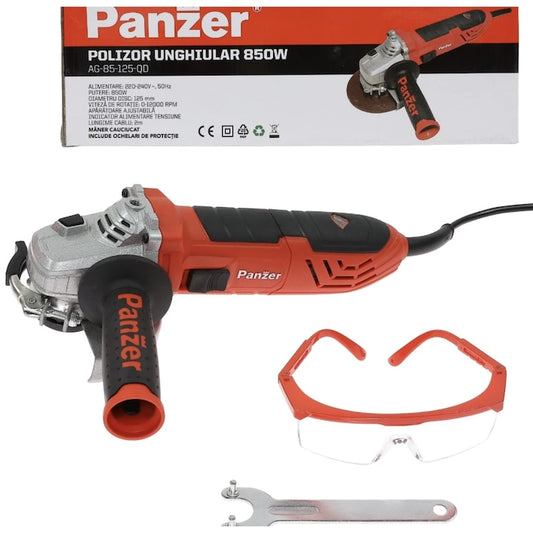 Polizor unghiular Panzer, 850 W, 12000 rpm, diametru disc 125 mm, cablu 2m