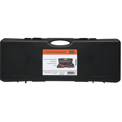 Gletiera Holzer, PVC, set 4 buc otel + maner adaptor PVC + maner telescopic 1.2 m + valiza, pentru finisarea tencuielii, netezirea precisa si uniforma a suprafetelor, fara zgarieturi si denivelari