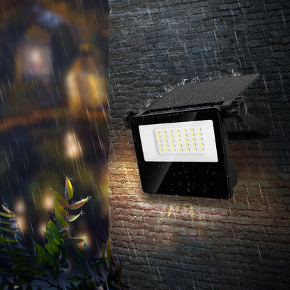Proiector solar cu LED Hoff, 10W, 1100lm, lumina rece, cu senzor de miscare, negru, IP65, exterior