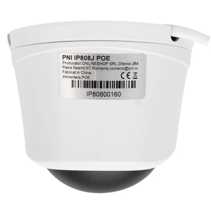 Camera de supraveghere PNI, 8MP, Ultra HD, 4K, alb, IP67, interior si exterior, 240 g, Vedere nocturna de 30 m, Ethernet RJ45 10 100 Mbps, consum 4W, LED