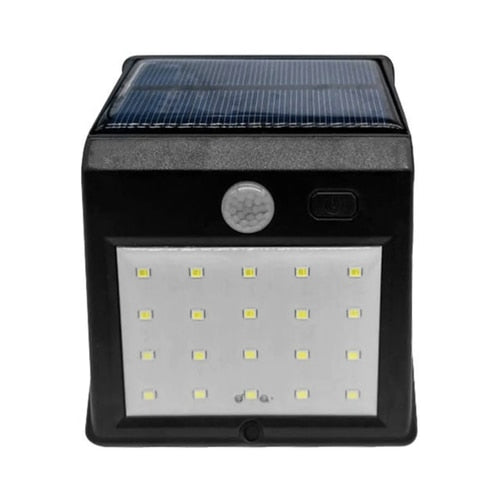 Lampa solara cu LED Hoff, 2.5 W, 160 lm, lumina rece, cu senzor de miscare PIR, 2 moduri de iluminare, negru, IP65, exterior, modern, 20.000 ore autonomie