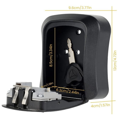 Cutie pentru Chei, NETERRA, montaj pe perete, Aliaj de Aluminiu, cu Cod Mecanic din 4 Cifre, spatiu generos, Impermeabila, IP 44, protectie exterior, 11, 5 × 9, 5 × 4 cm, Negru gri
