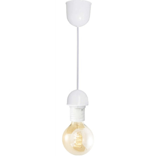 Suspensie Hoff, 1 x E27, alb, clasic, cupru + PVC, 60 W max, 110 - 240 V, inaltime intre 15 si 90 cm, 110 g, sursa neinclusa