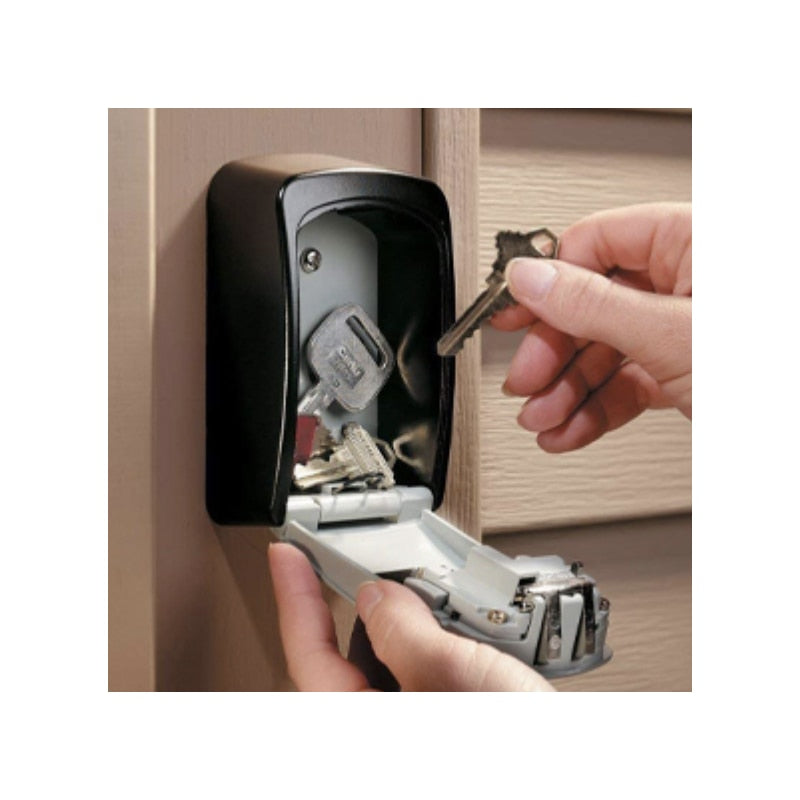 Cutie pentru Chei, NETERRA, montaj pe perete, Aliaj de Aluminiu, cu Cod Mecanic din 4 Cifre, spatiu generos, Impermeabila, IP 44, protectie exterior, 11, 5 × 9, 5 × 4 cm, Negru gri