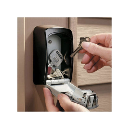 Cutie pentru Chei, NETERRA, montaj pe perete, Aliaj de Aluminiu, cu Cod Mecanic din 4 Cifre, spatiu generos, Impermeabila, IP 44, protectie exterior, 11, 5 × 9, 5 × 4 cm, Negru gri