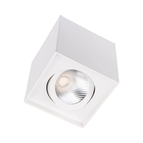 Spot LED aparent, 10 W, 1270 lm, lumina neutra, orientabil, alb mat, 220V, 11.1 cm inaltime, patrat