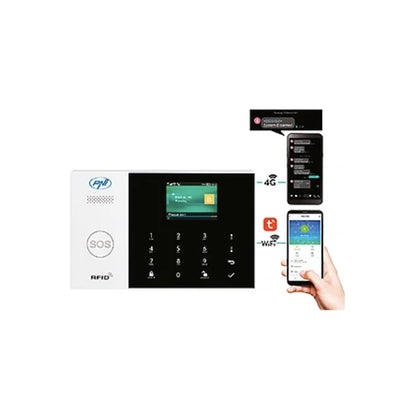 Sistem alarma wireless PNI, control Tuya, actiune 100 metri, detectie de miscare, de la -26 la +60 grade, 230V, alb si negru, IP20