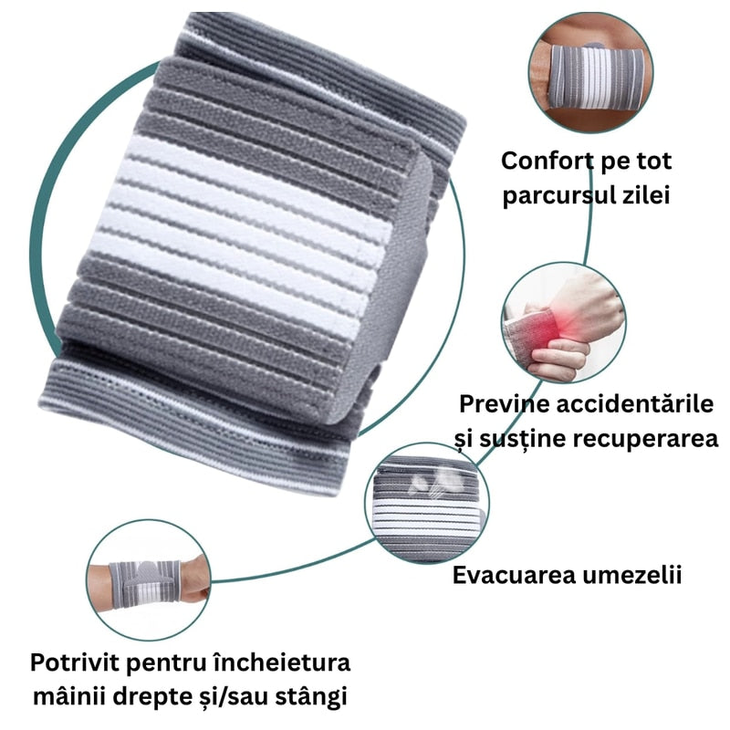 Orteza compresiva pentru incheietura mainii sustine si stabilizeaza articulatiile in timpul activitatilor zilnice, sportive sau repetitive, compresie ajustabile, suprasolicitare, tendinita, sindrom de tunel carpian sau entorse usoare, NETERRA