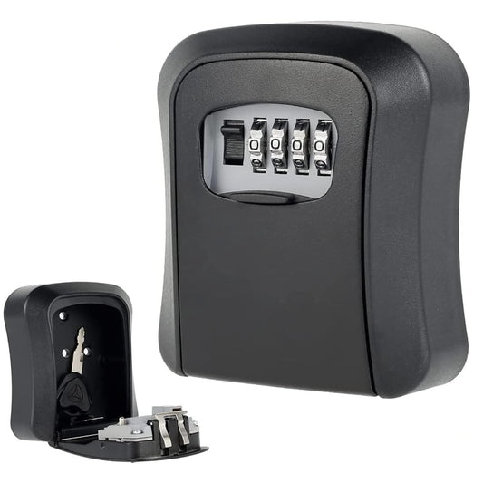 Cutie pentru Chei, NETERRA, montaj pe perete, Aliaj de Aluminiu, cu Cod Mecanic din 4 Cifre, spatiu generos, Impermeabila, IP 44, protectie exterior, 11, 5 × 9, 5 × 4 cm, Negru gri