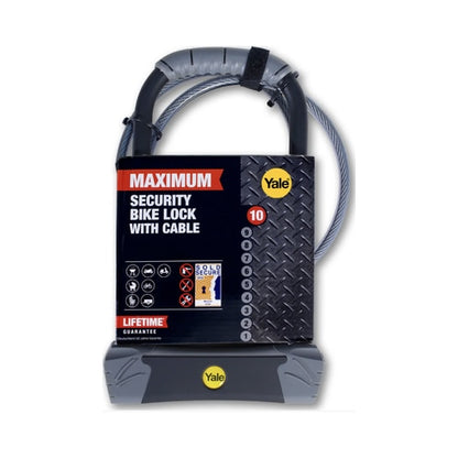 Antifurt bicicleta tip U, Yale, cu cheie, maxima securitate, 23 cm, otel, 1.74 kg, 4 chei