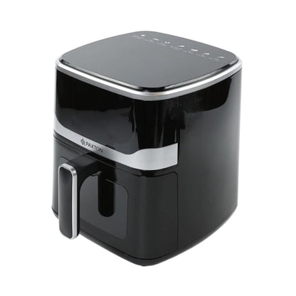 Friteuza cu aer cald, airfryer, Paxton, 1400 W, 5 litri, lumina interioara, timer, afisaj digital tactil, termostat reglabil, interval temperatura 80 la 200 grade, 7 programe, negru