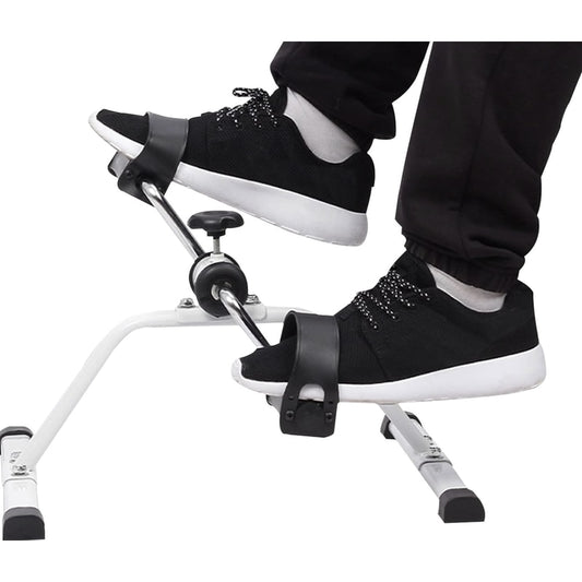 Mini bicicleta statica exercitii recuperare medicala, NETERRA, antrenament, pliabila, gri, exercitii picioare si brate, imbunatateste circulatia si mobilitatea, dimensiuni si dificultate ajustabila