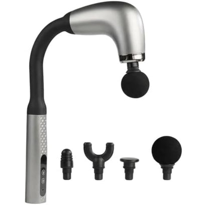 Pistolul electric de masaj muscular cu percutie este, modern, relaxare musculare, recuperarii efort fizic, 4 in 1 capete interschimbabile, masaj profund spate gat, umeri, brate si picioare, NETERRA