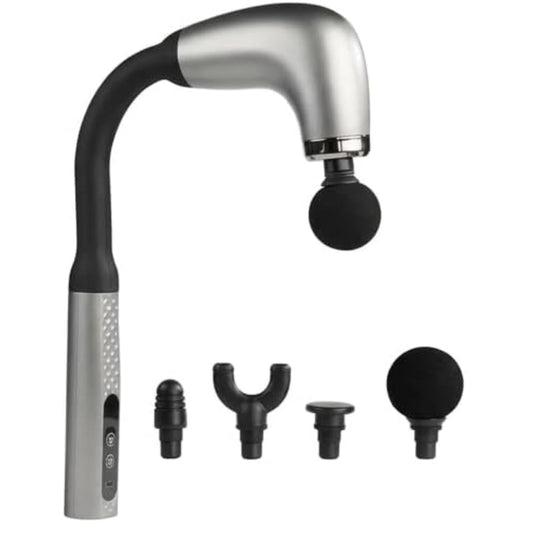 Pistolul electric de masaj muscular cu percutie este, modern, relaxare musculare, recuperarii efort fizic, 4 in 1 capete interschimbabile, masaj profund spate gat, umeri, brate si picioare, NETERRA