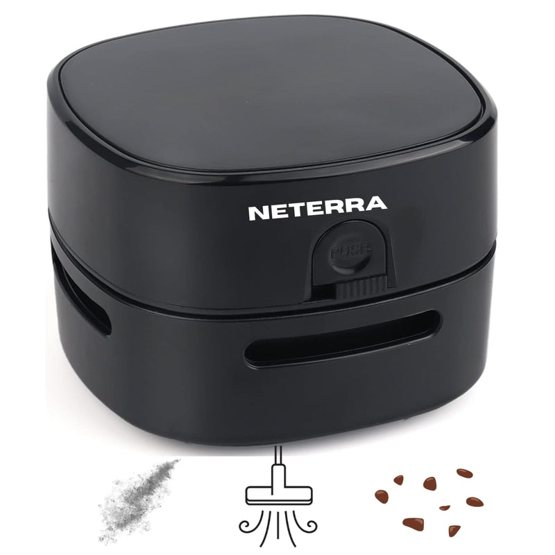 Mini aspirator portabil pentri birou NETERRA, dispozitiv compact si practic, curatarea rapida a firimiturilor, prafului si murdariei fine, pe tastatura, masa sau alte suprafete mici, fara fir