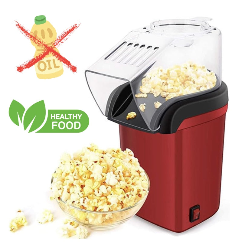 Aparat cu Aer Cald de facut Popcorn NETERRA, Gata in max. 3 min, prepararea rapida si sanatoasa, 1200W, Recipient dozator Boabe detasabil, cupa pus boabe, fara ulei, portabil, usor de depozitat, Rosu