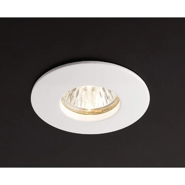 Spot incastrat, GU10, IP54, alb, dispersor transparent, rotund, adancime 6.4 cm, diametru 7.4 cm, max 50W, ELC 70124