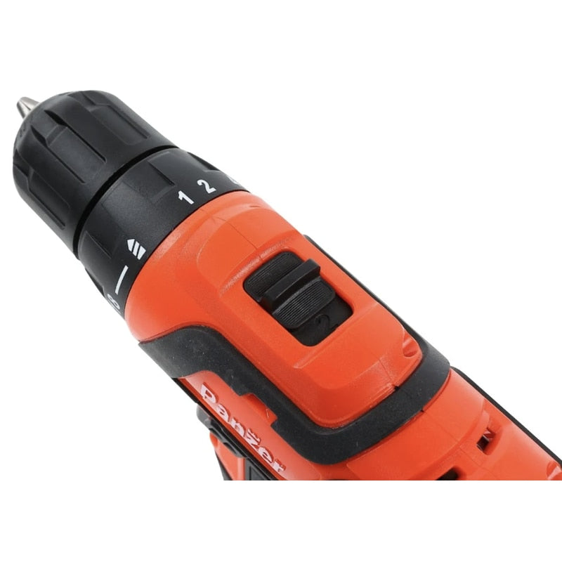 Masina de gaurit si insurubat, cu 2 acumulatori inclusi, 12 V, 2 Ah, Panzer, 1400 rpm, mandrina rapida, cu valiza, 2 trepte viteza, deschiderea mandarinei 10 mm, stanga sau dreapta