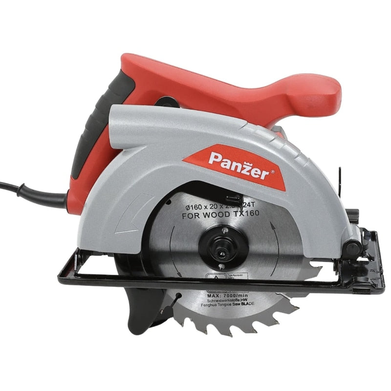 Fierastrau circular Panzer, 1200 W, 4800 rpm, diametrul 16 cm, taiere lemn, taiere la 0 sau 45 de grade, 24 dinti, 3.2 kg, cu aparatoare, 101.19 db, 230V