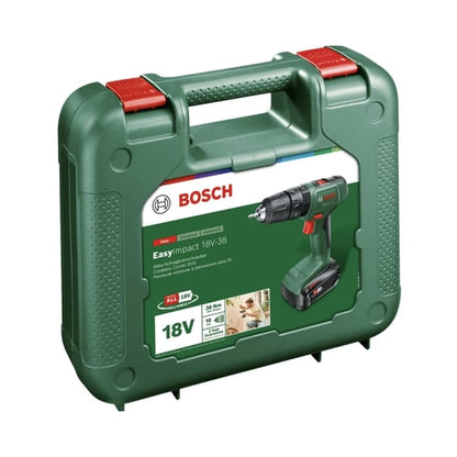 Masina de gaurit si insurubat, cu percutie, cu 1 acumulator, 18 V, 2.5 Ah, Bosch EasyImpact, 1630 rpm, mandrina rapida, cu valiza
