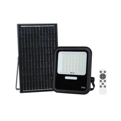 Hoff Proiector solar cu LED, 15 W, lumina rece, cu telecomanda, negru, IP65, exterior