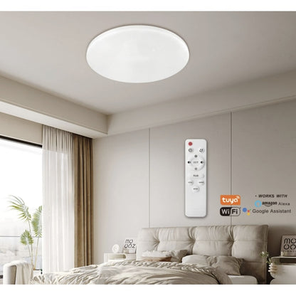 Plafoniera LED RGB inteligenta Hoff, 60 W, 4950 lm, Smart, lumina calda, neutra, rece, multicolora, cu telecomanda, alb, modern, Amazon Alexa, Google Home, SmartThings, RGB, 220V