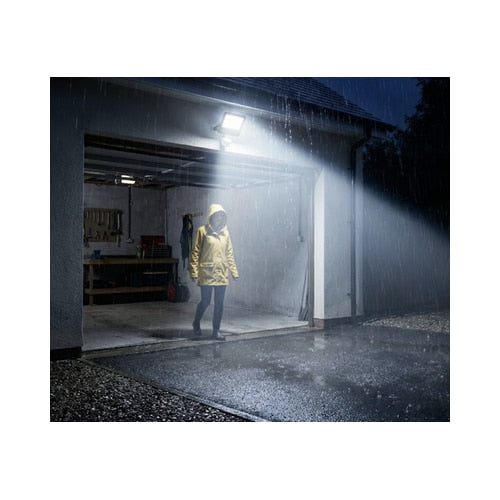 Proiector LED cu senzor de miscare Hoff, 10 W, 1300 lm, lumina rece, IP65, 6500K, 220V, 20.000 ore autonomie, distanta lumina pana la 15 metri