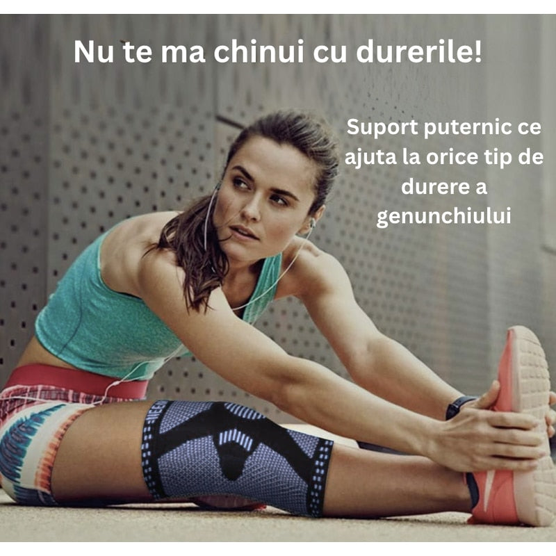 Orteza compresiva pentru rotula genunchiului, pentru sustinerea si stabilizarea articulatiei in timpul activitatilor zilnice sau sportive, pentru suprasolicitare, entorse, artrita sau dureri, NETERRA