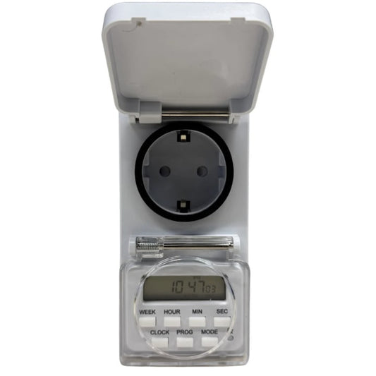 Priza programabila digital, protectie praf, umiditate IP44, protectie copii, 16 A, exterior, interior, 3680W max