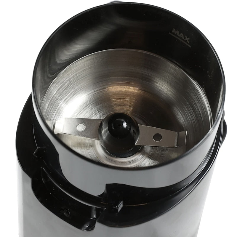 Rasnita cafea, Studio Casa, 150 W, capacitate de 30 g, utilizare rapida si practica, macinare uniforma, negru, 17x8.5x9 cm, 230 V, 0.58 kg, cablu 0.9 m, otel inoxidabil, protectie la supraincalzire