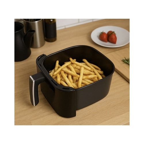Friteuza cu aer cald, airfryer, Paxton, 1400 W, 5 litri, lumina interioara, timer, afisaj digital tactil, termostat reglabil, interval temperatura 80 la 200 grade, 7 programe, negru