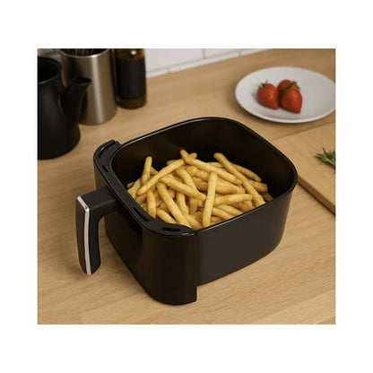 Friteuza cu aer cald, airfryer, Paxton, 1400 W, 5 litri, lumina interioara, timer, afisaj digital tactil, termostat reglabil, interval temperatura 80 la 200 grade, 7 programe, negru