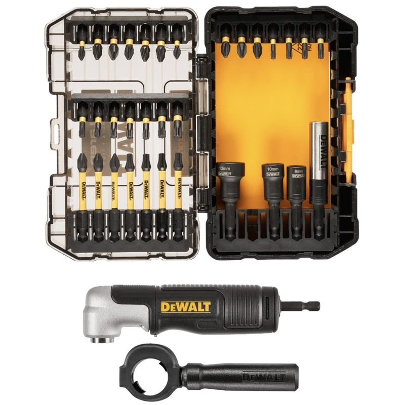Set 33 accesorii pentru insurubare de impact, DeWalt McLaren, 7 biti 57mm, 21 biti 25mm, 1 atasament unghiular, 1 portburghiu magnetic, 3 surubelnite piulite de 8 mm, 10 mm si 13 mm, Phillips, Torx